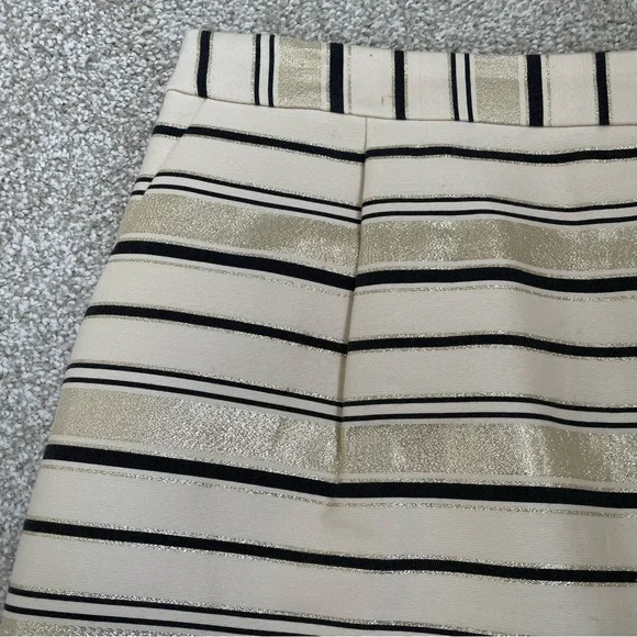 J. CREW Women’s Metallic Gold & Black Stripe Mini Skirt Size 4 - Picture 7 of 11